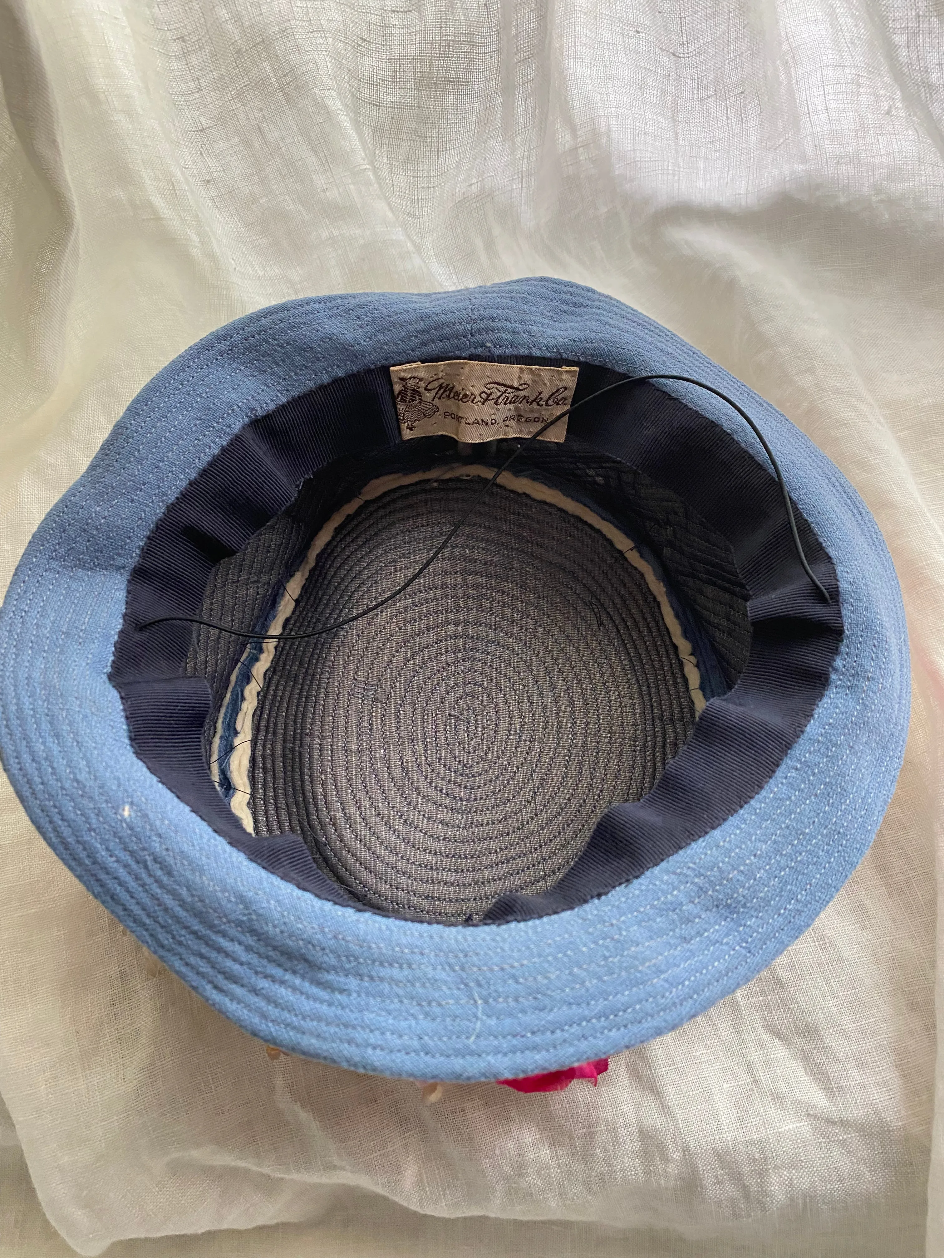 1930's Garden Periwinkle Tilt Hat By Meier & Frank / OS