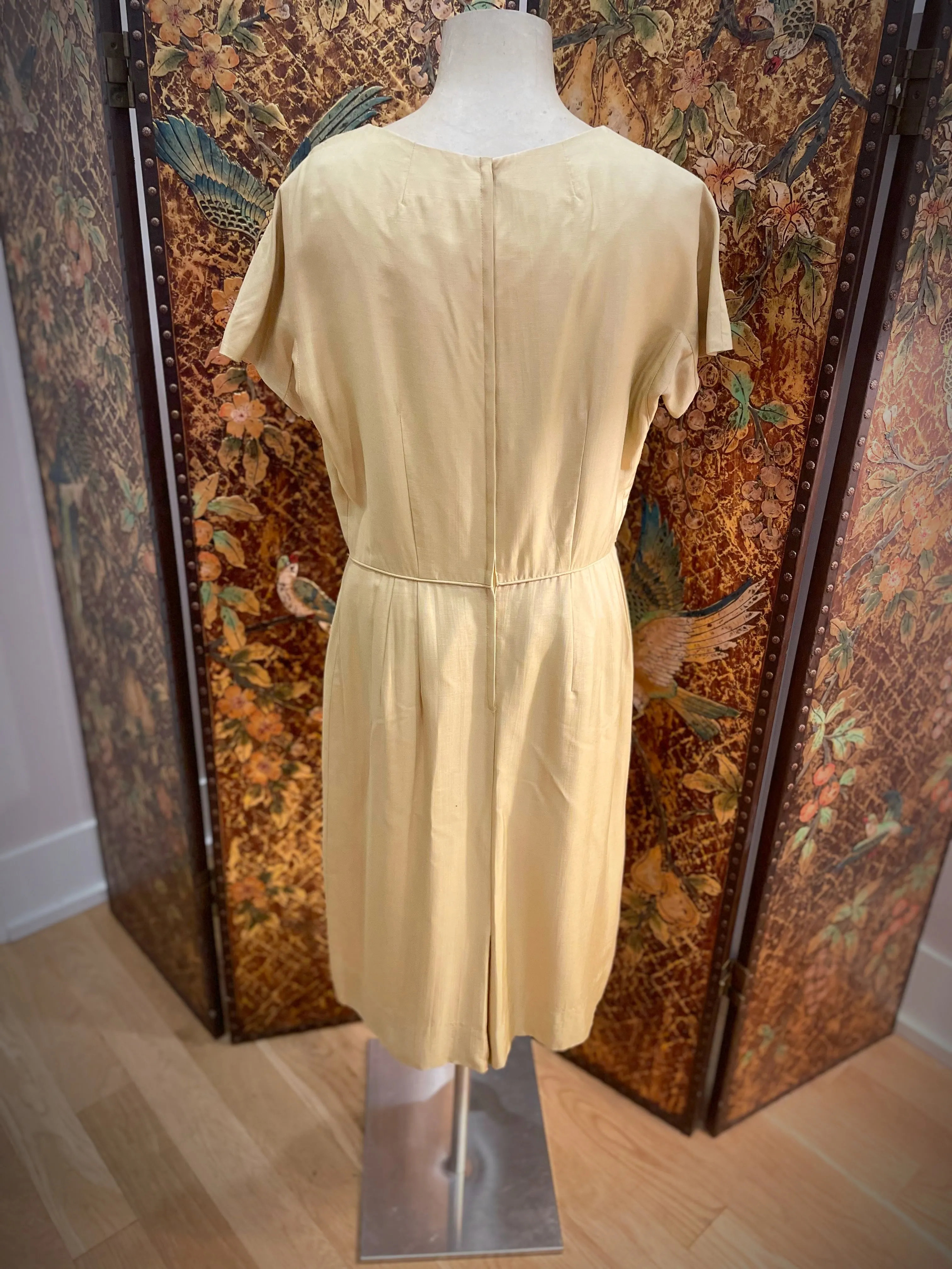 1950s Gold Lace Embroidered Dress