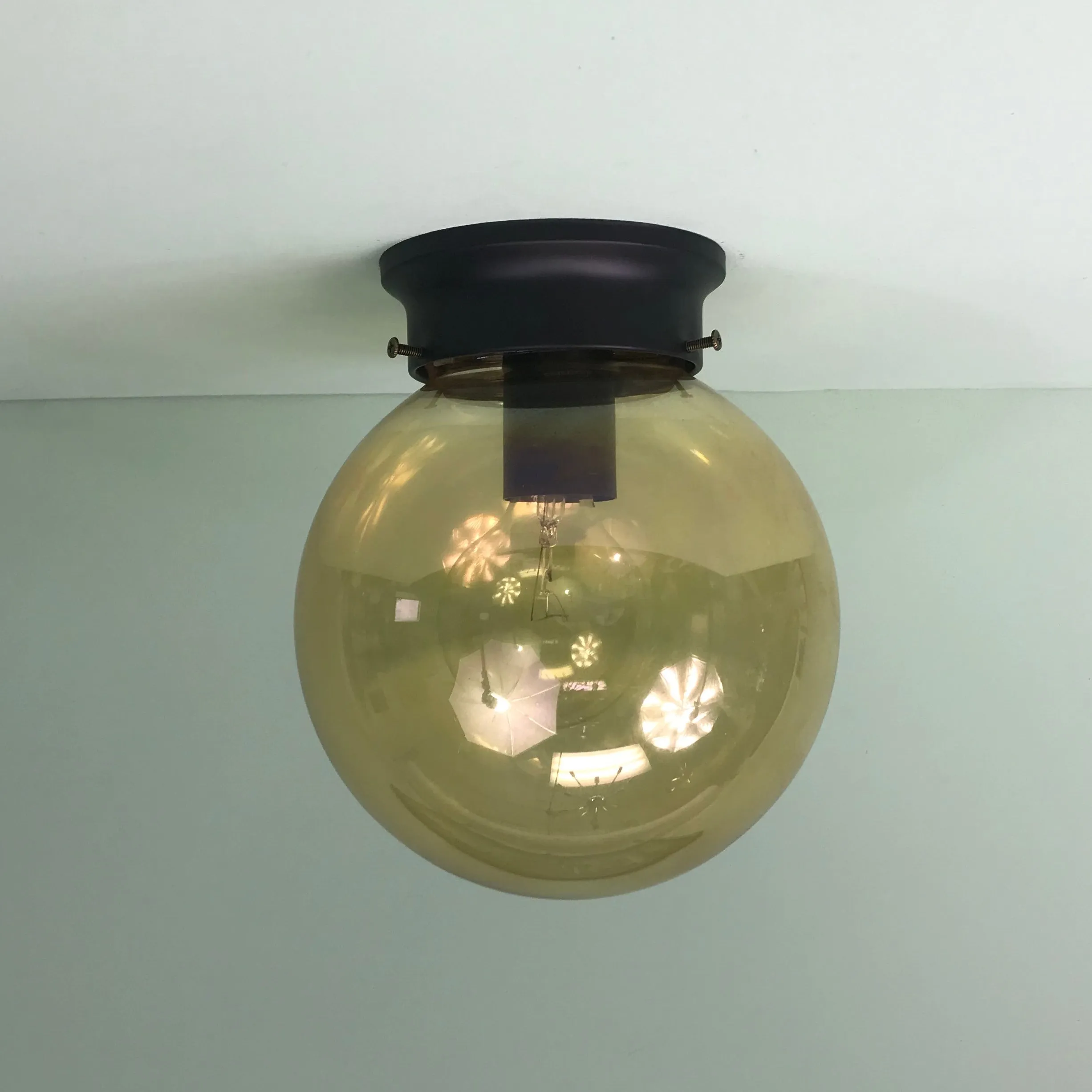 8" Amber Globe Flush Mount