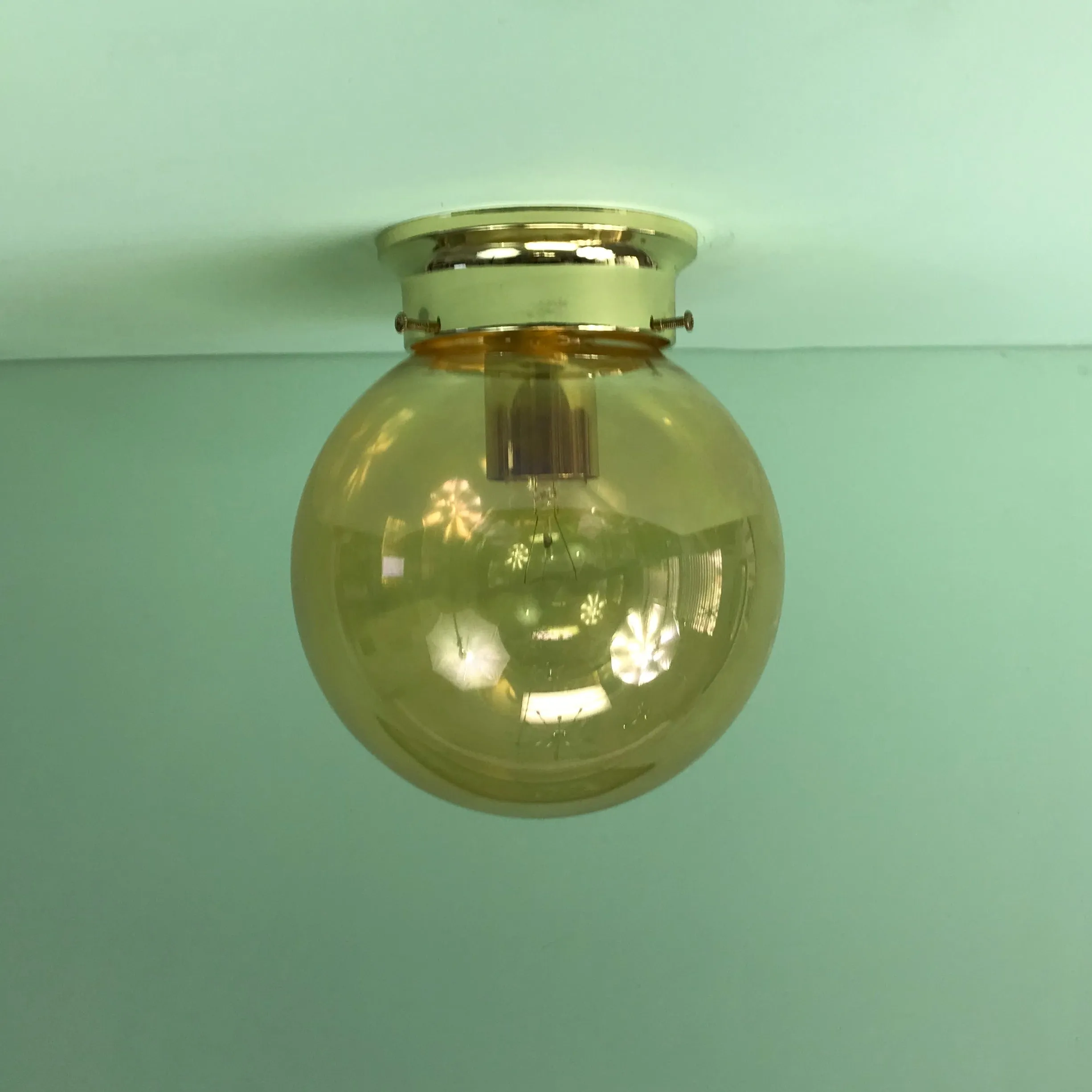 8" Amber Globe Flush Mount