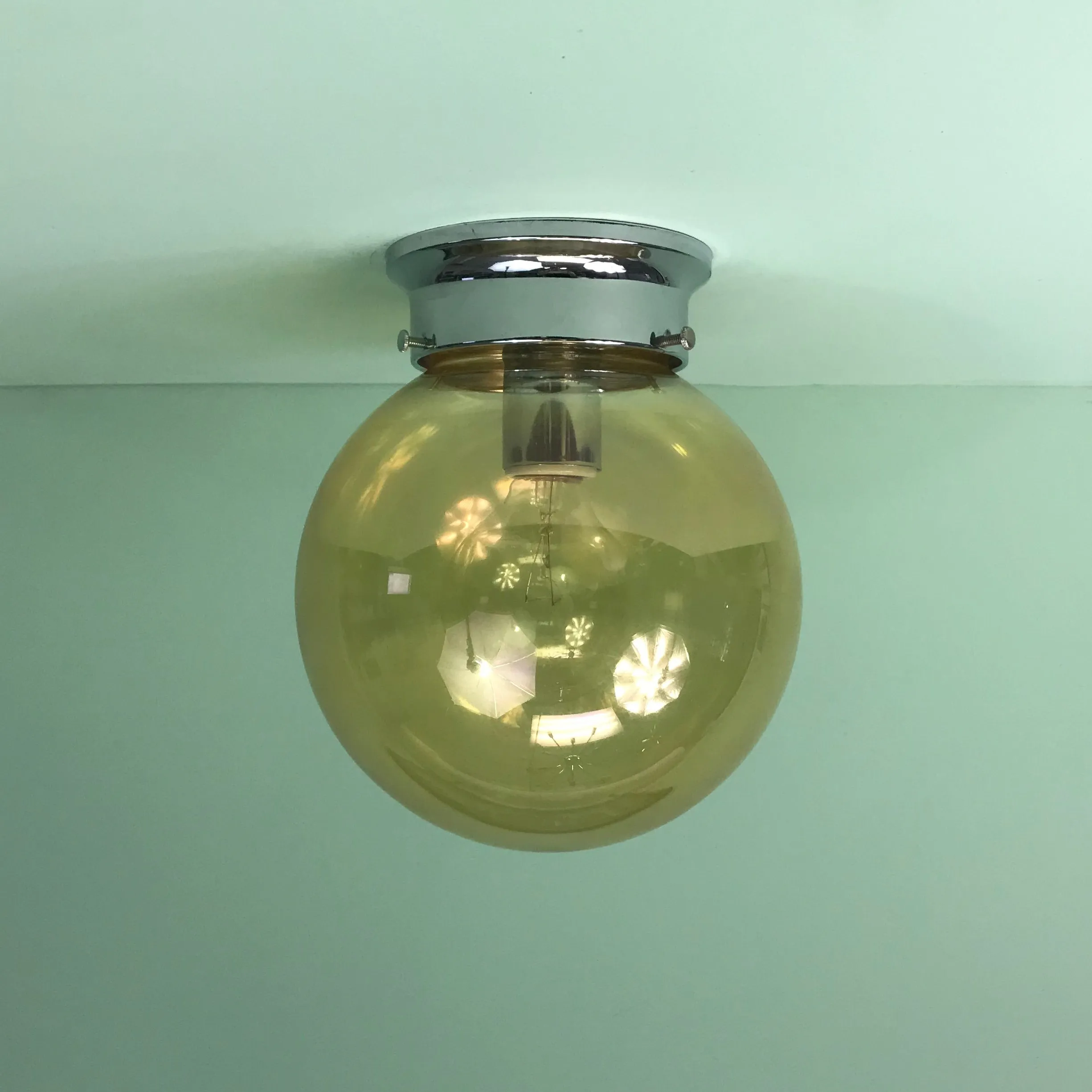 8" Amber Globe Flush Mount
