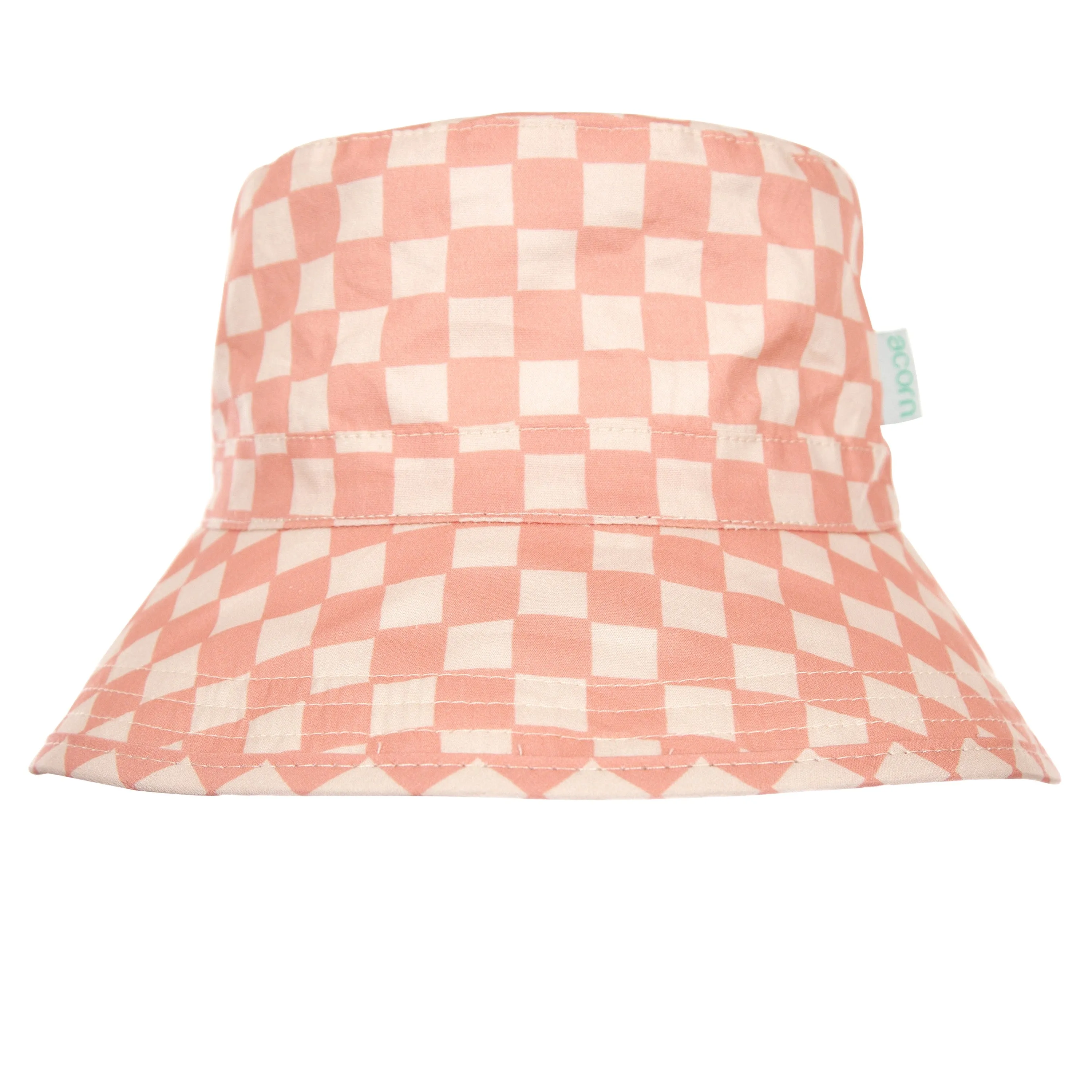 Acorn Pink Checks Broad Brim Bucket Hat