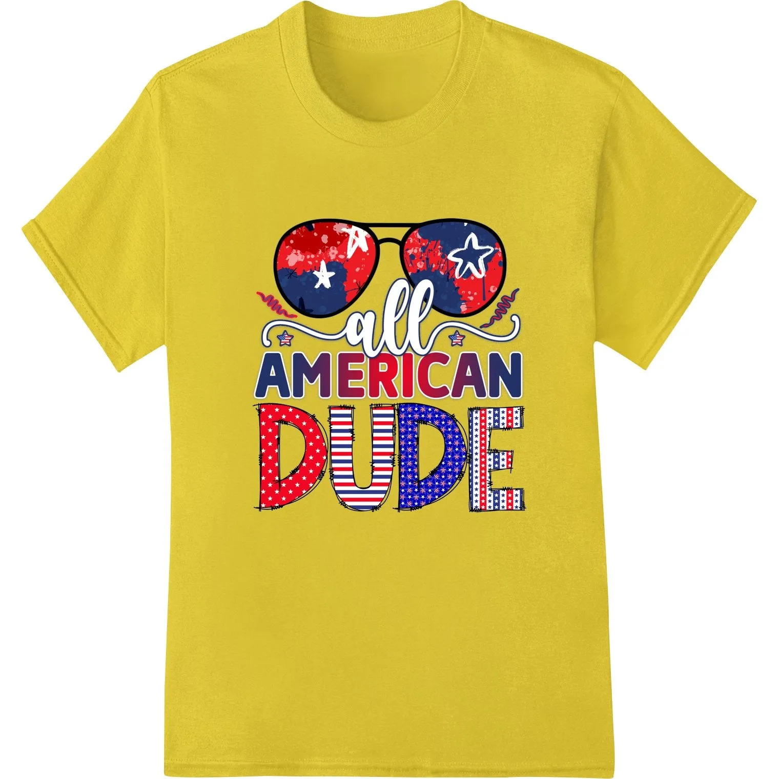All American Dude: Patriotic Sunglasses DTF Print Design