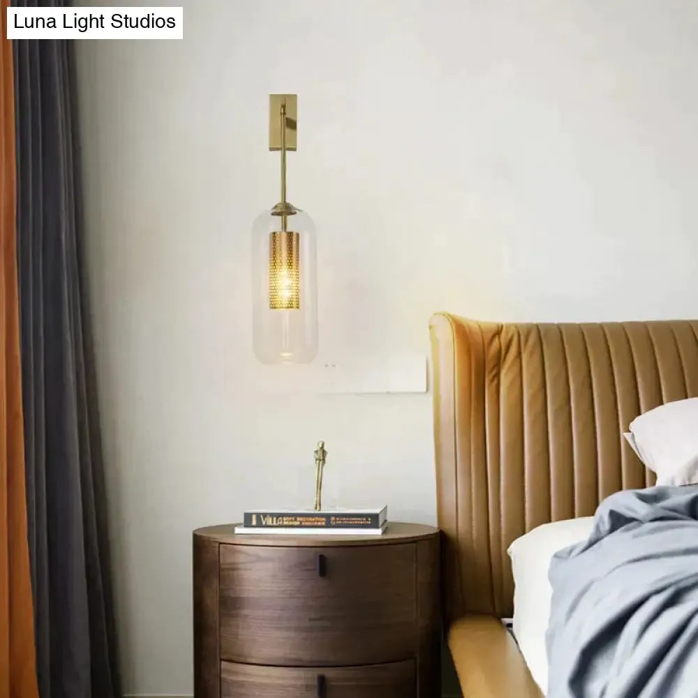 All Copper Wall Lamp Post Modern Simple Nordic Bedroom Wall Lamp Bedside Light Luxury Creative Living Room TV Wall Lamp