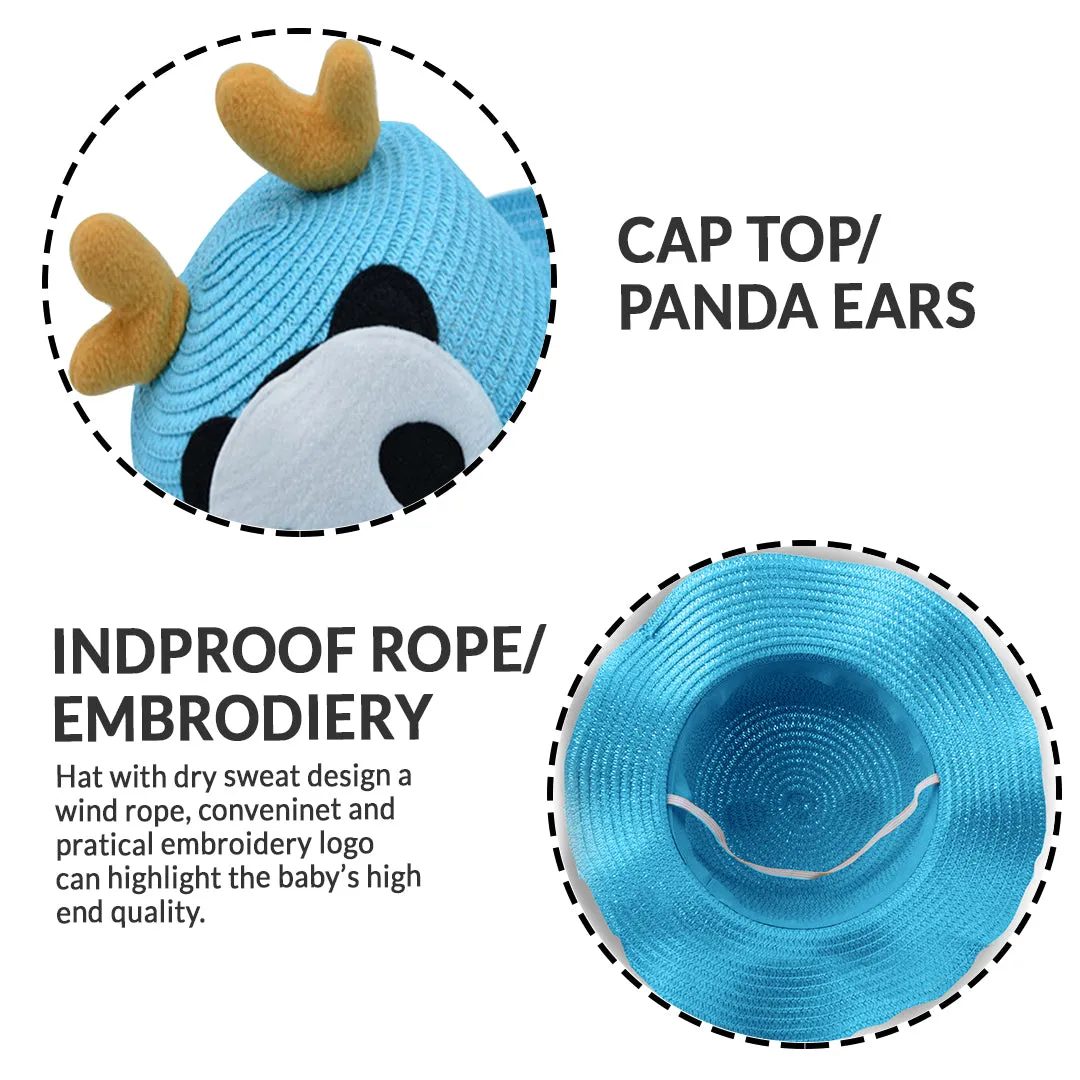 Babymoon Panda Baby Summer Spring Kids Cap with String | 2-8 Years | Blue