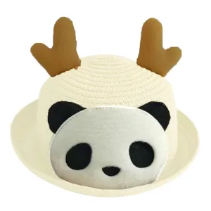 Babymoon Panda Baby Summer Spring Kids Cap with String | 2-8 Years | White