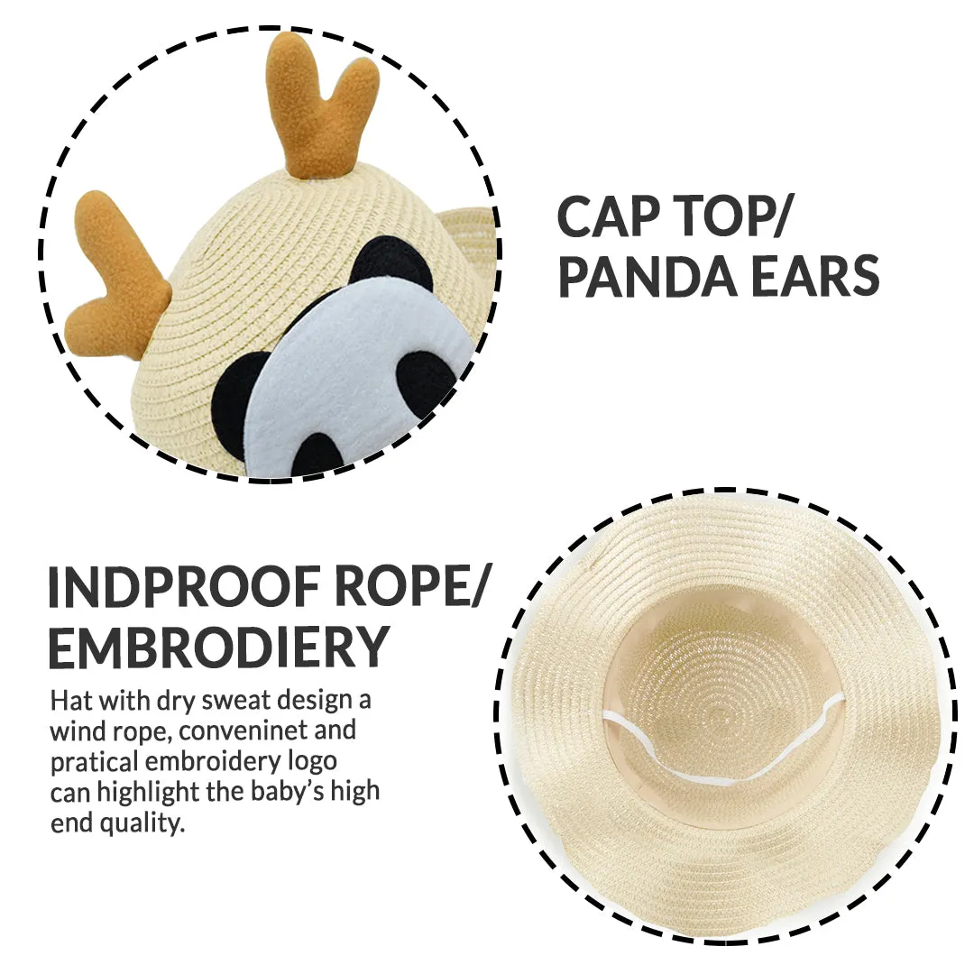 Babymoon Panda Baby Summer Spring Kids Cap with String | 2-8 Years | White