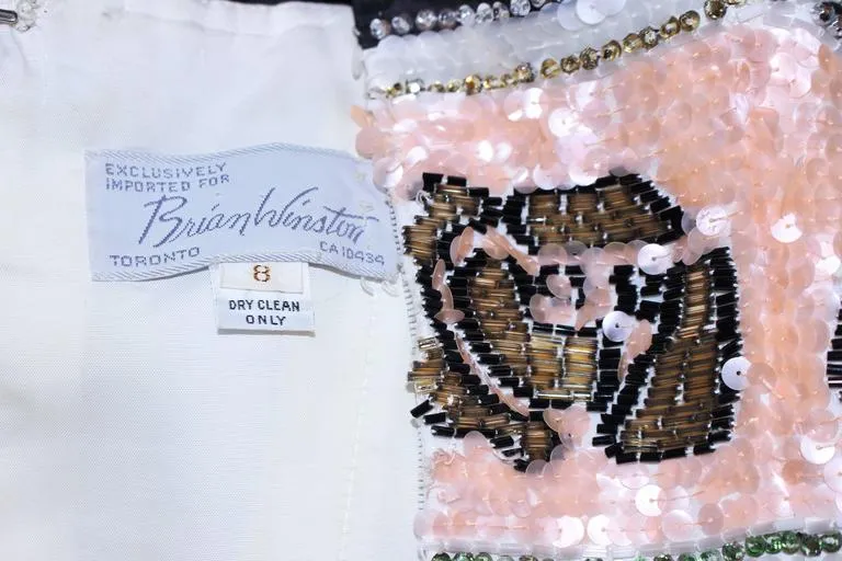 BRIAN WINSTON Black Tiered Gown, Beaded Bodice Size 8