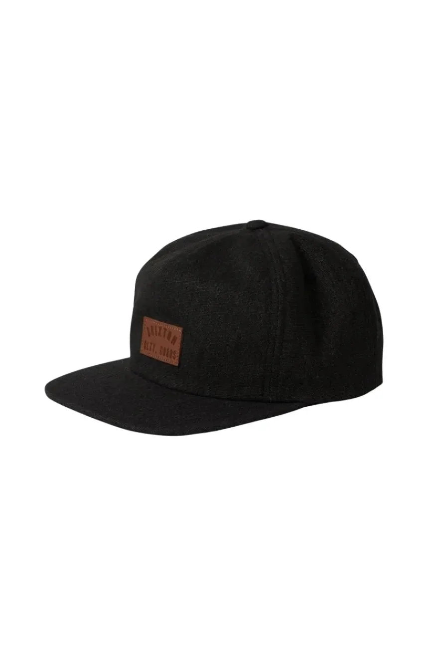 BRIXTON Woodburn MP Snapback Hat Black Vintage Wash