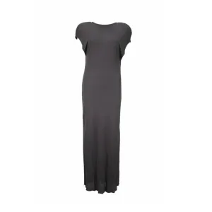 CALVIN KLEIN 1980s Gray Rayon Open Neck Maxi Dress