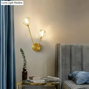 Copper Wall Lamp Simple Modern TV Background Wall Glass Bedroom Headlamp Room Staircase Creative Copper Wall Lamp