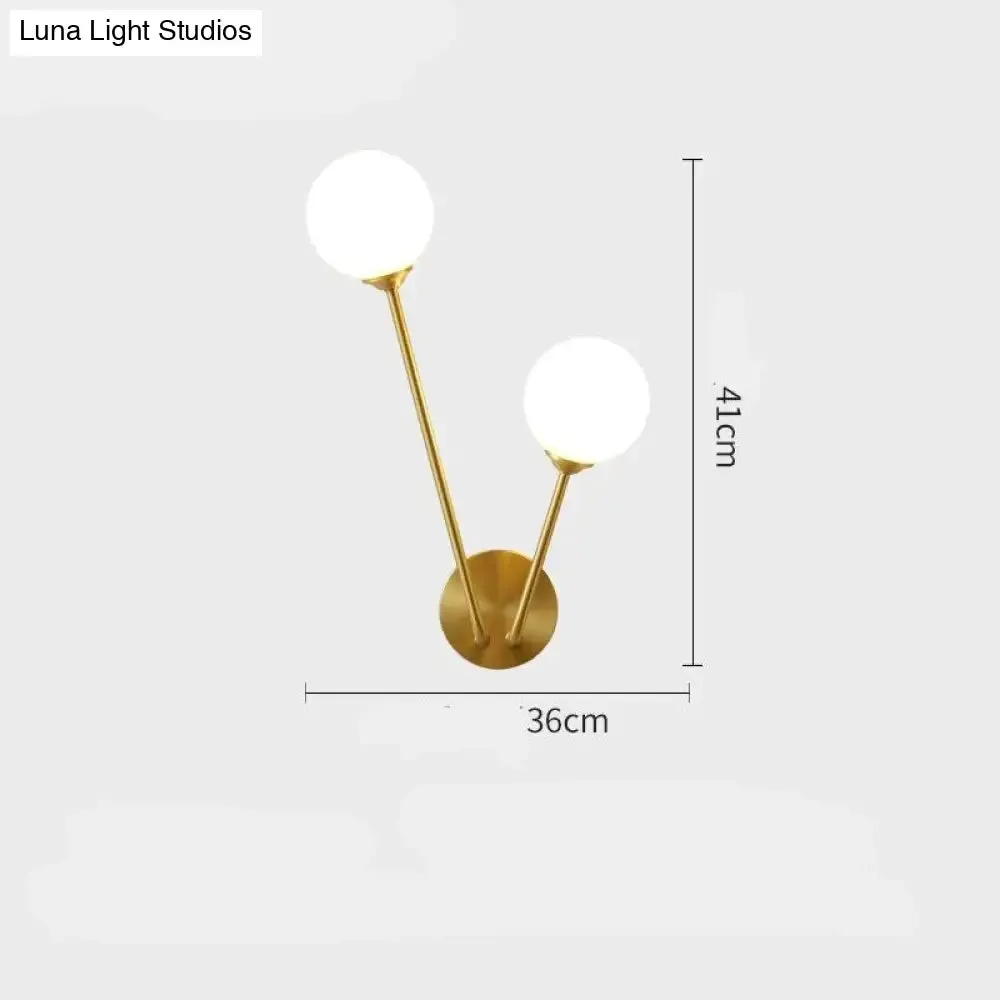 Copper Wall Lamp Simple Modern TV Background Wall Glass Bedroom Headlamp Room Staircase Creative Copper Wall Lamp
