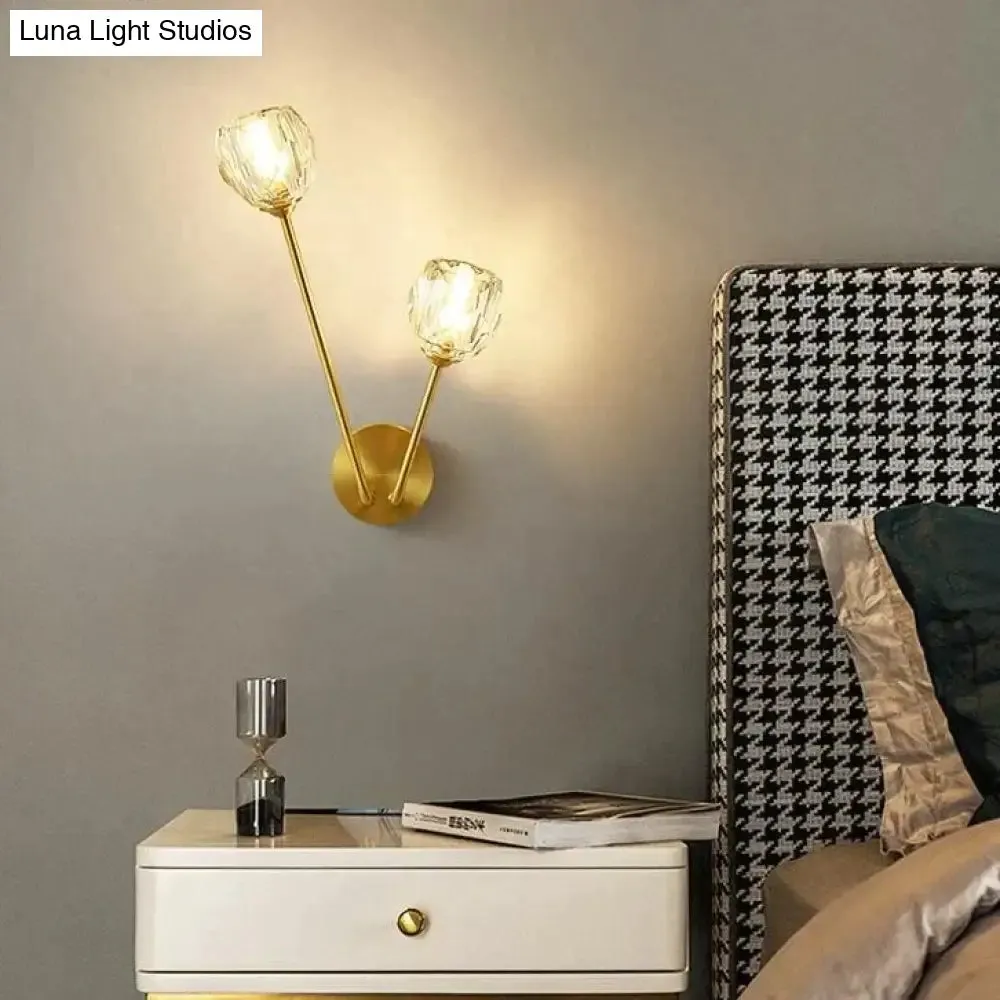Copper Wall Lamp Simple Modern TV Background Wall Glass Bedroom Headlamp Room Staircase Creative Copper Wall Lamp