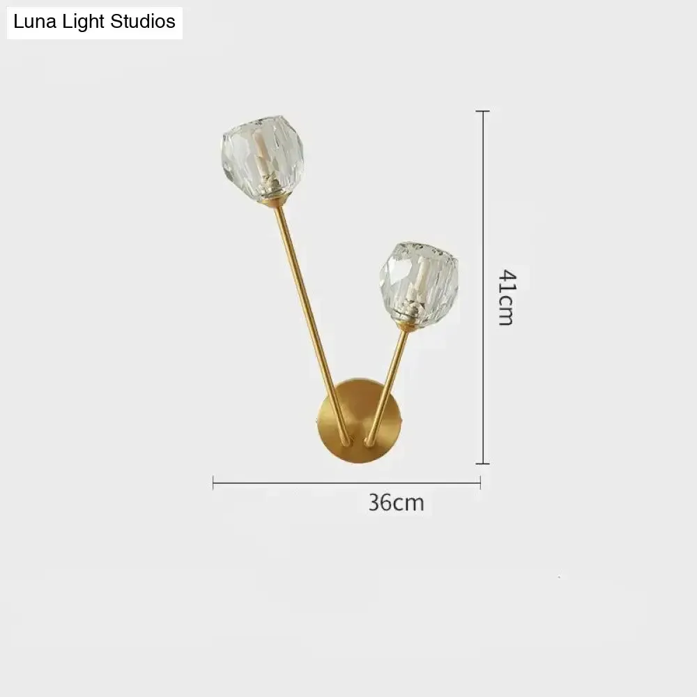 Copper Wall Lamp Simple Modern TV Background Wall Glass Bedroom Headlamp Room Staircase Creative Copper Wall Lamp