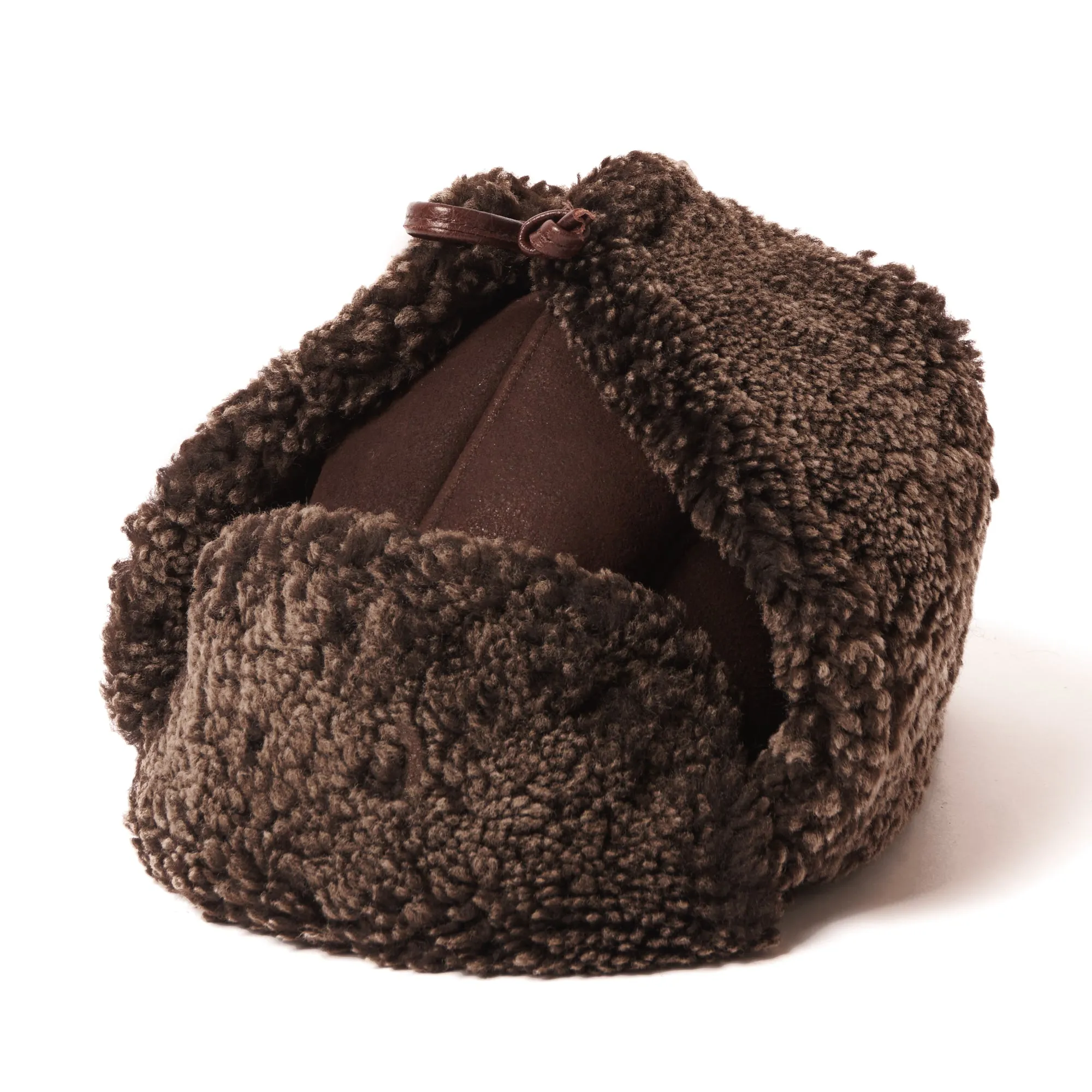 Crown Cap 2-86319 'Cole' Shearling Aviator Cap - Frosted Brown