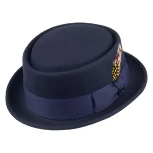 Crushable Wool Pork Pie Hat Navy Wholesale Pack