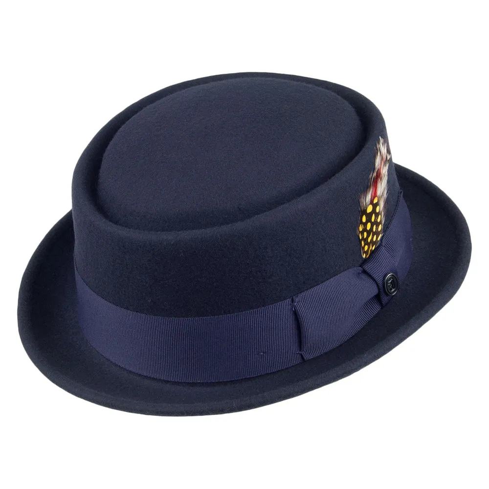 Crushable Wool Pork Pie Hat Navy Wholesale Pack