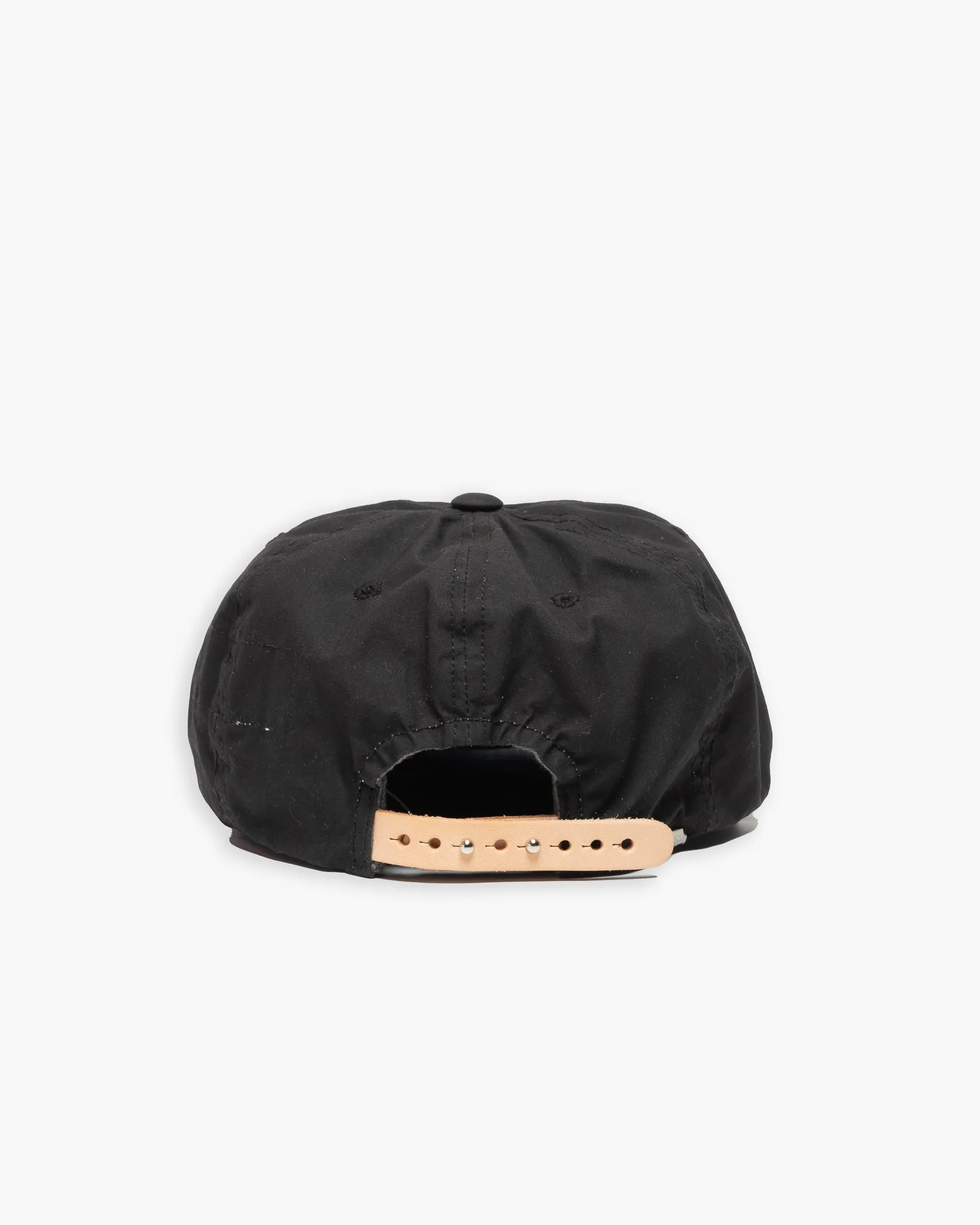 DECHO Waxed Cotton Ball Cap with Leather Strap Black