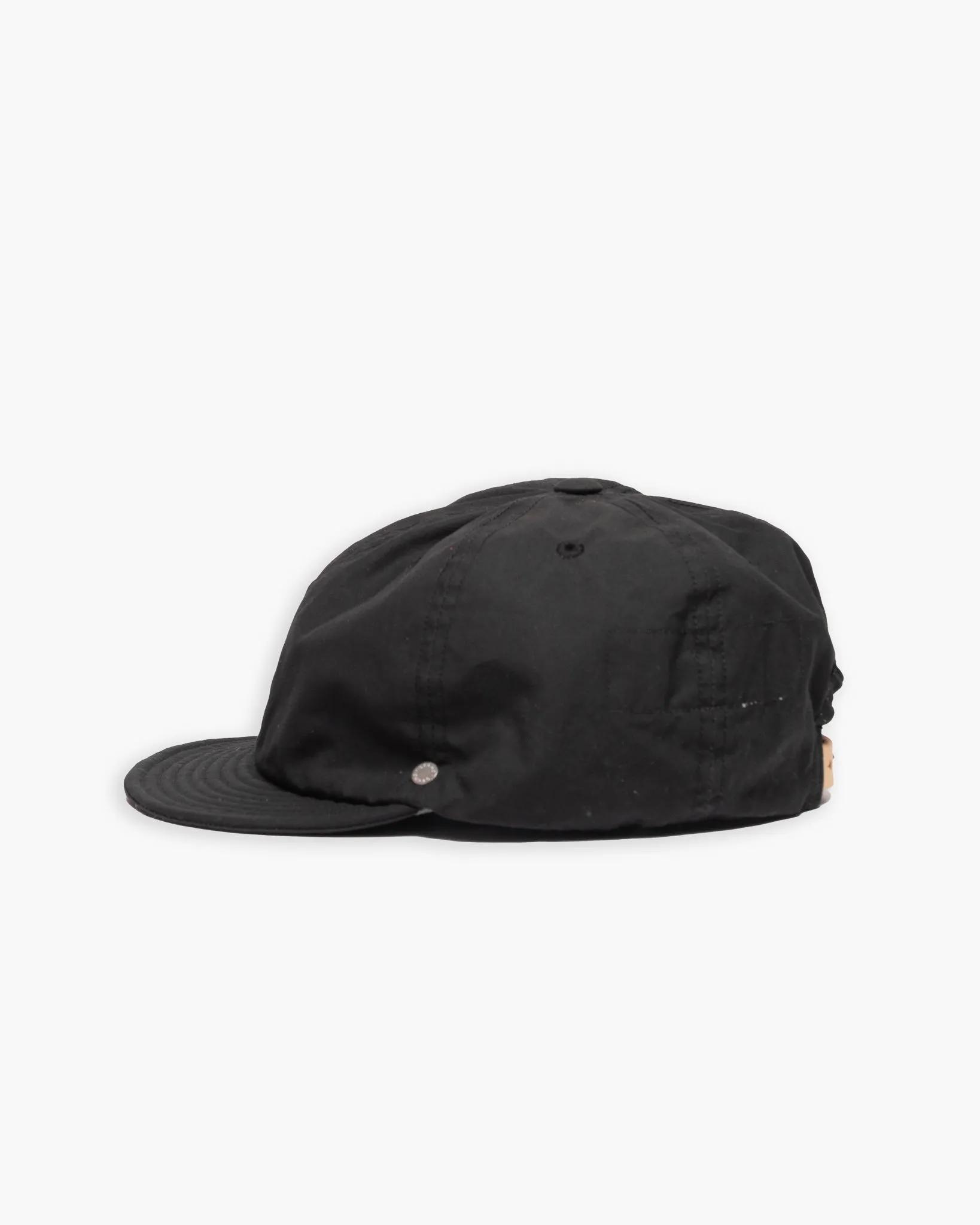 DECHO Waxed Cotton Ball Cap with Leather Strap Black