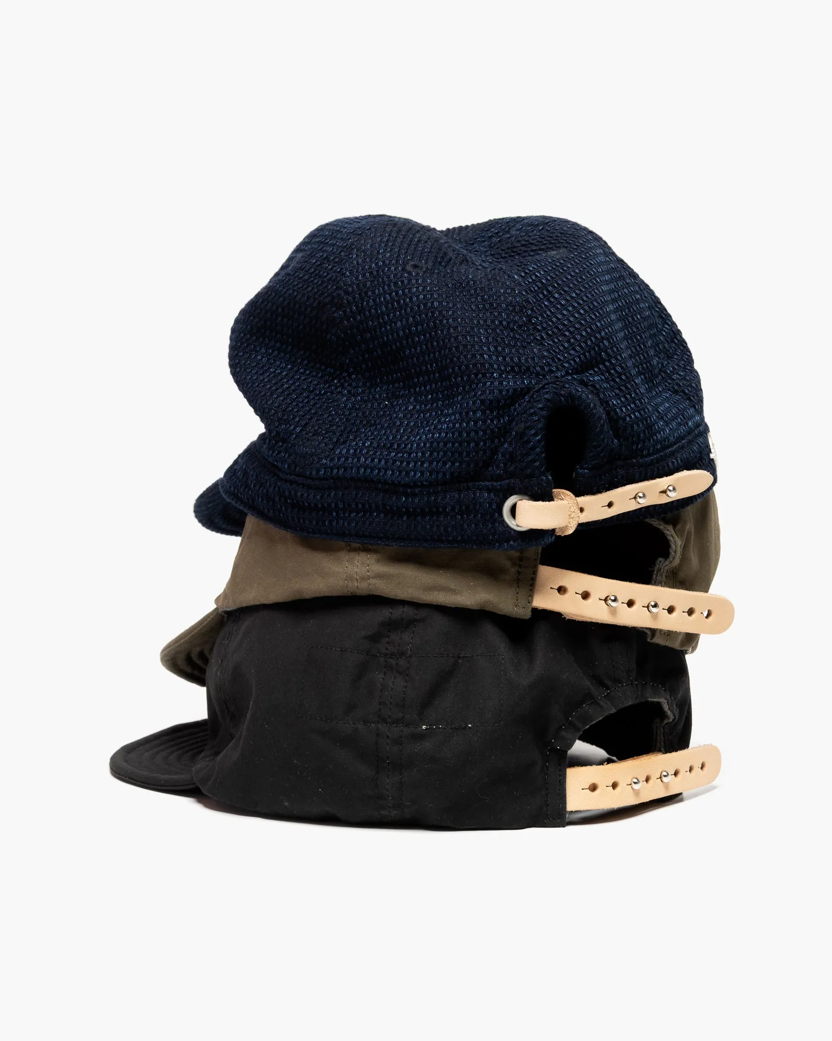 DECHO Waxed Cotton Ball Cap with Leather Strap Olive