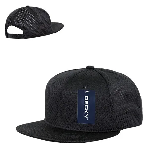 Decky 1128 Mesh Jersey Snapback Hat, Flat Bill Cap