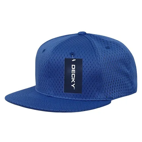 Decky 1128 Mesh Jersey Snapback Hat, Flat Bill Cap