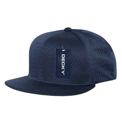 Decky 1128 Mesh Jersey Snapback Hat, Flat Bill Cap