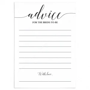 Elegant Bridal Shower Advice Card Printable