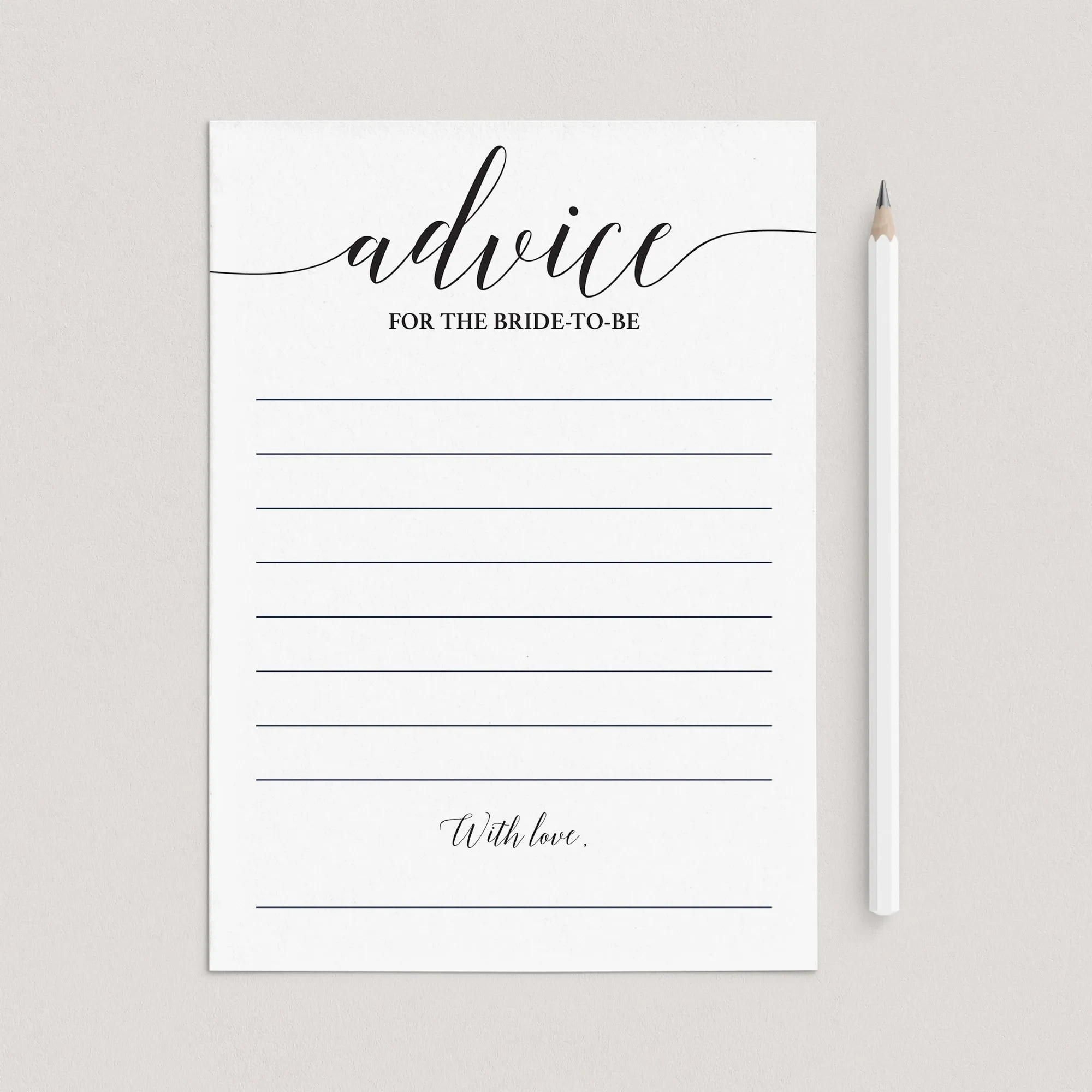 Elegant Bridal Shower Advice Card Printable
