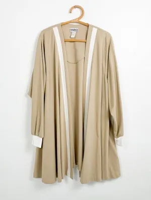 Gemini II Putty Cardigan with White Cuffs and Lapel