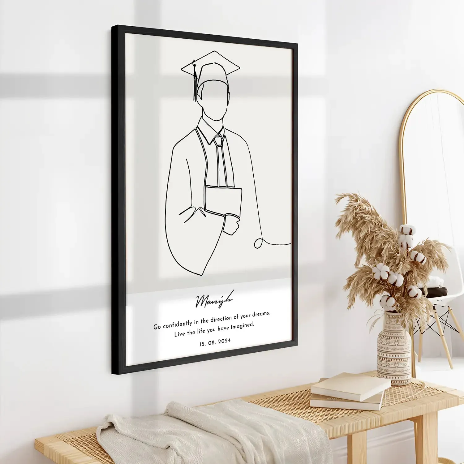 Graduation Milestone with Personalized Line Art