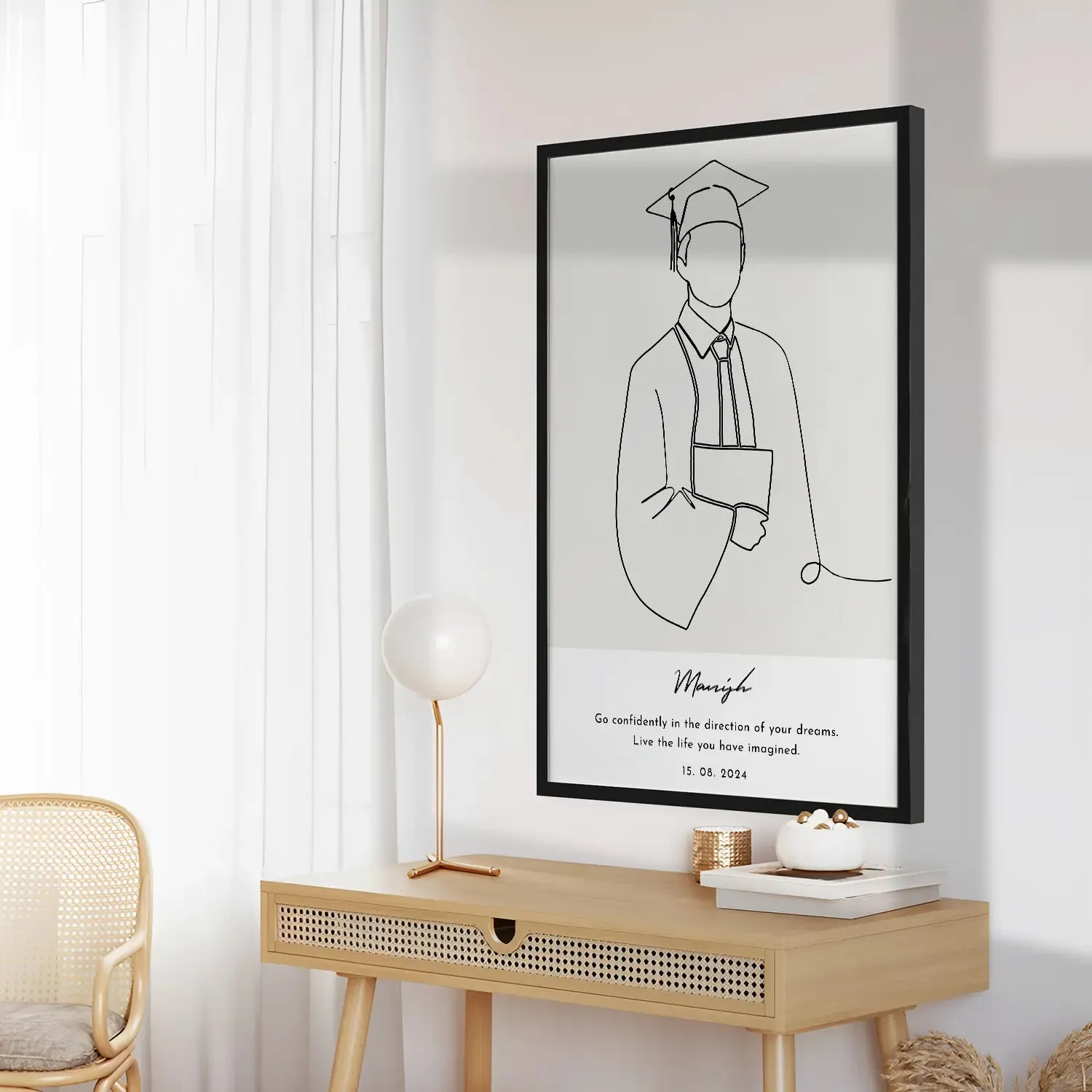 Graduation Milestone with Personalized Line Art