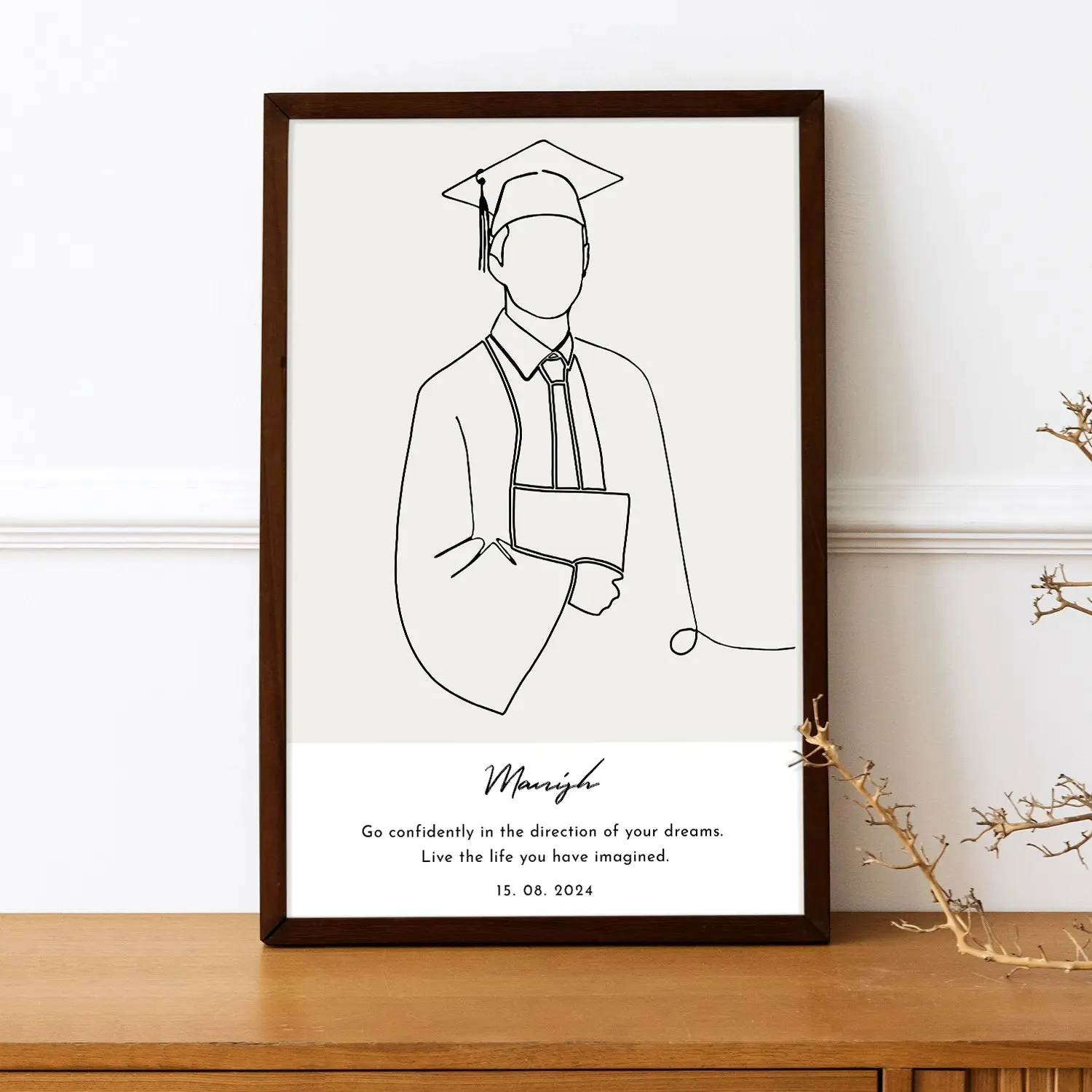 Graduation Milestone with Personalized Line Art