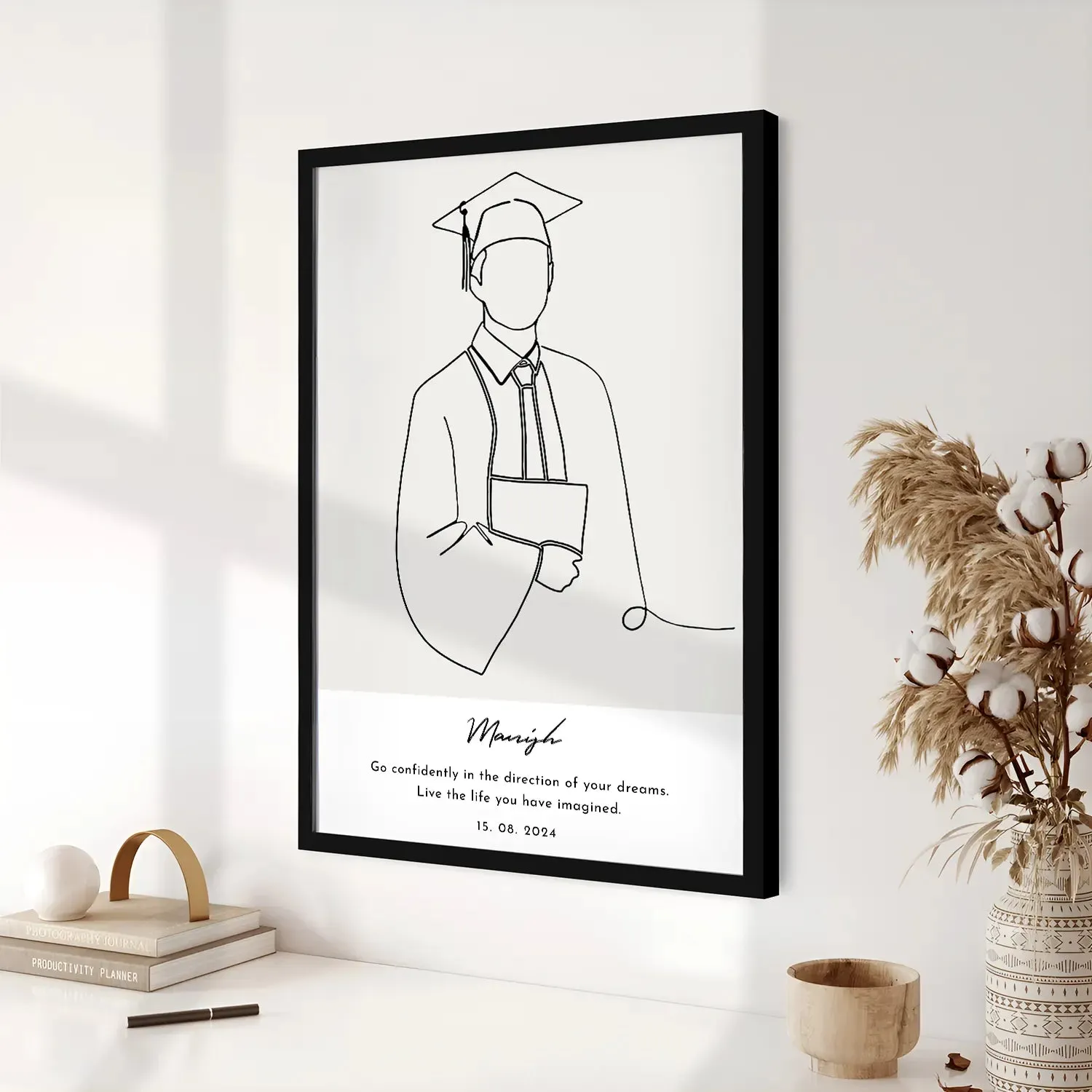 Graduation Milestone with Personalized Line Art