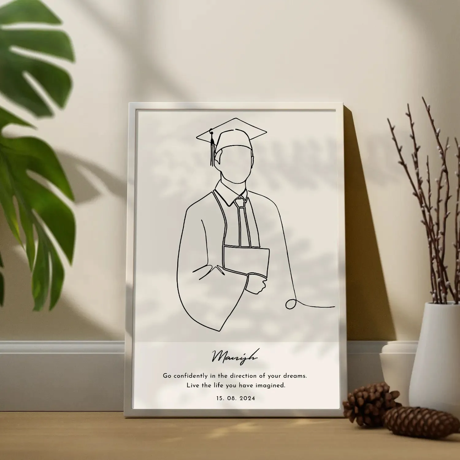 Graduation Milestone with Personalized Line Art