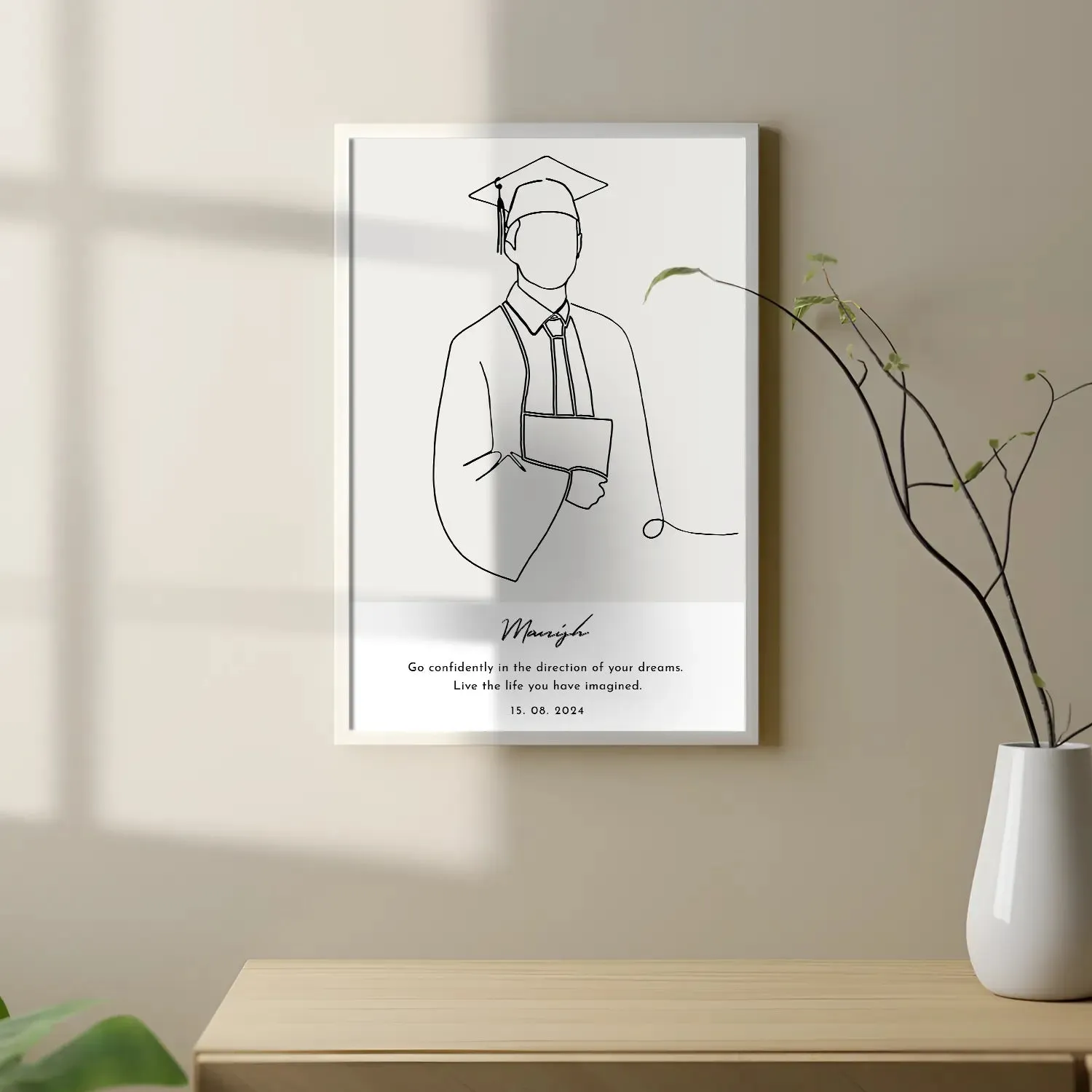 Graduation Milestone with Personalized Line Art