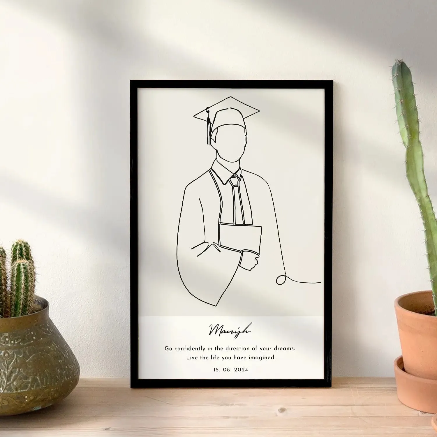 Graduation Milestone with Personalized Line Art