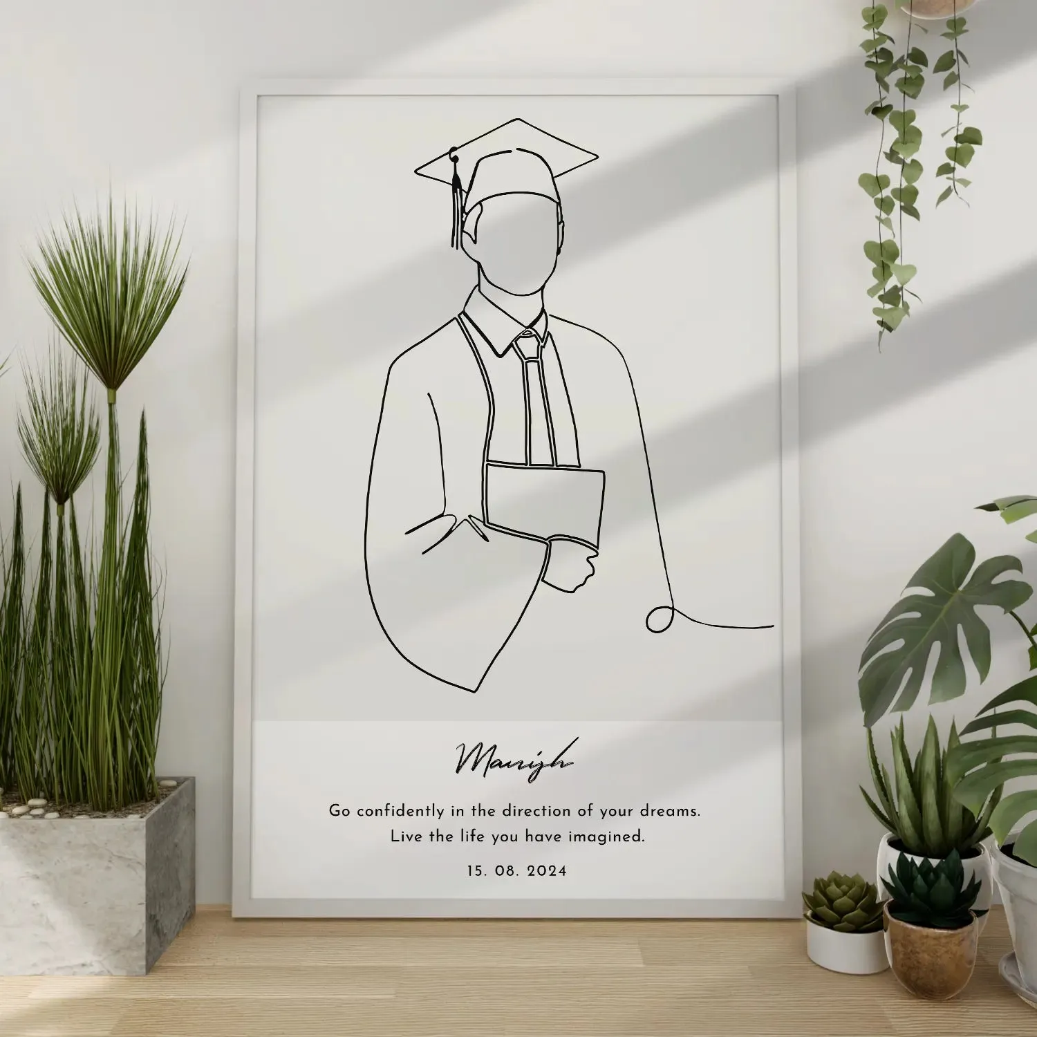 Graduation Milestone with Personalized Line Art