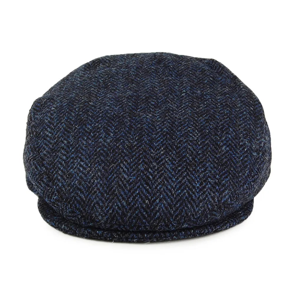 Harris Tweed Herringbone Ardmore Flat Cap - Blue-Black