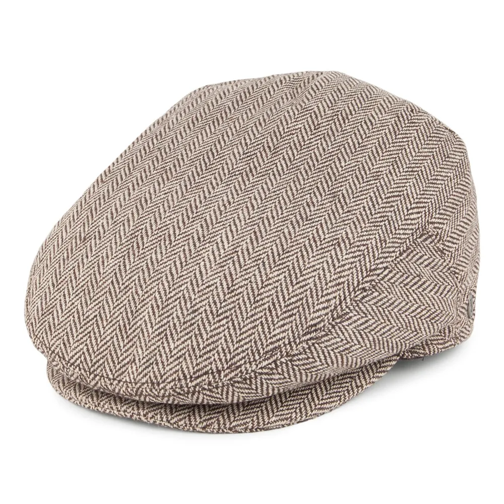 Herringbone Flat Cap - Brown