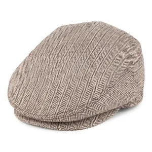 Herringbone Flat Cap - Brown