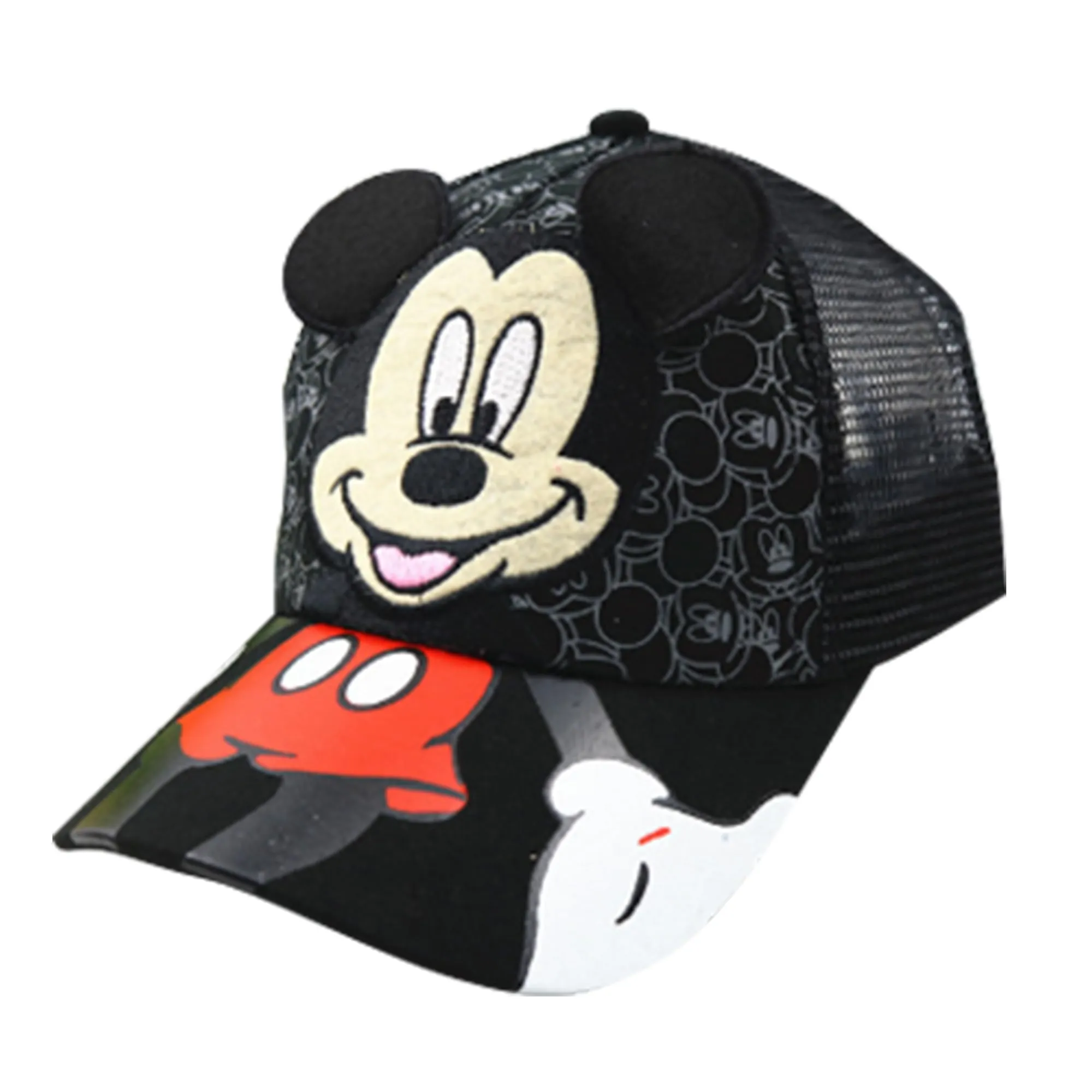 Homestic Mickey Mouse Cap | Adjustable Cap for Boys and Girls | Cartoon Character Printed Little Cap for Kids | Cap for 7-12 Year Old Baby Girls and Boys | QI0102-B | Black