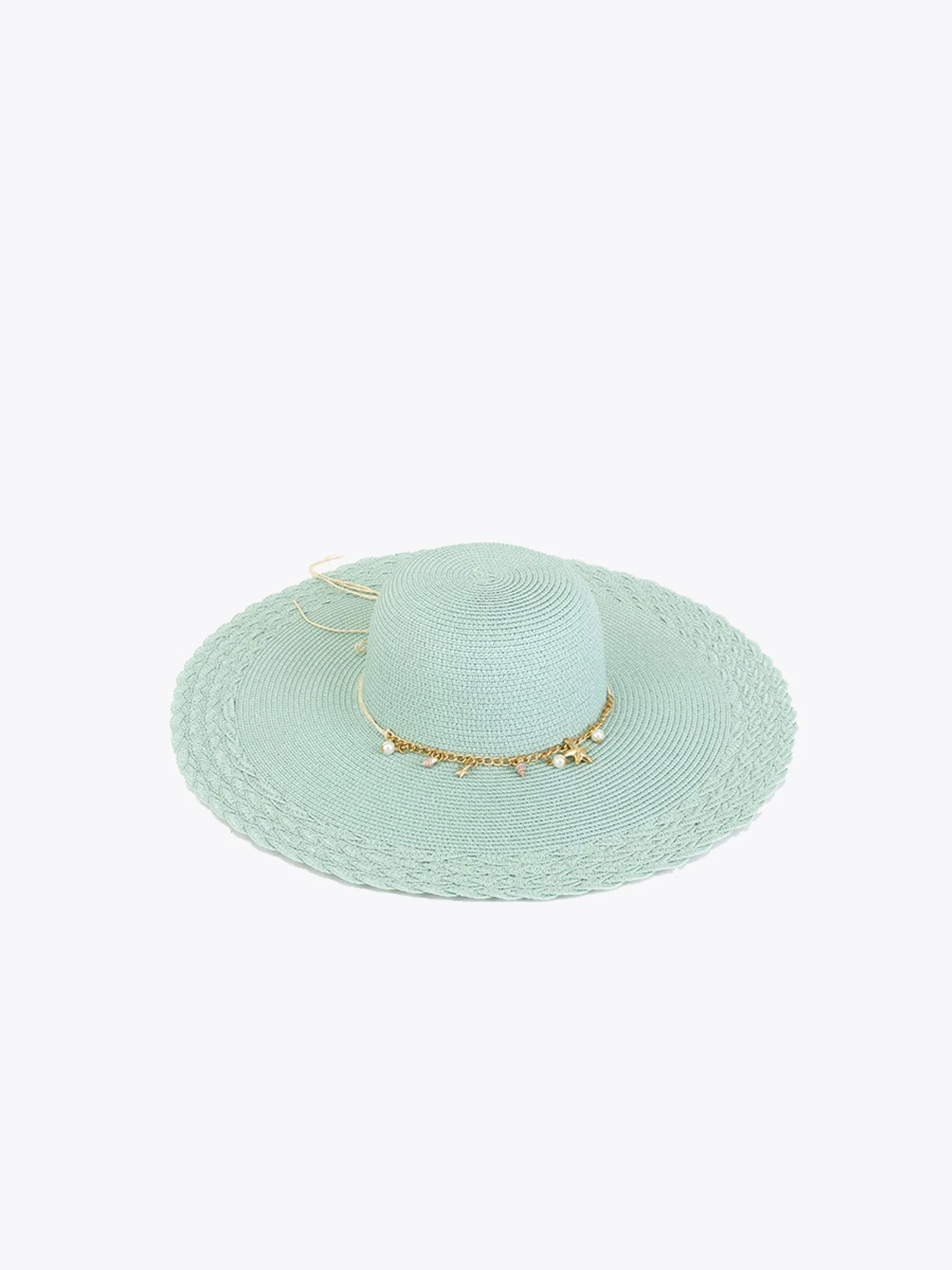 Jen & Co. Nila Floppy Straw Hat with Beachy Charm Trim  Natural or Mint