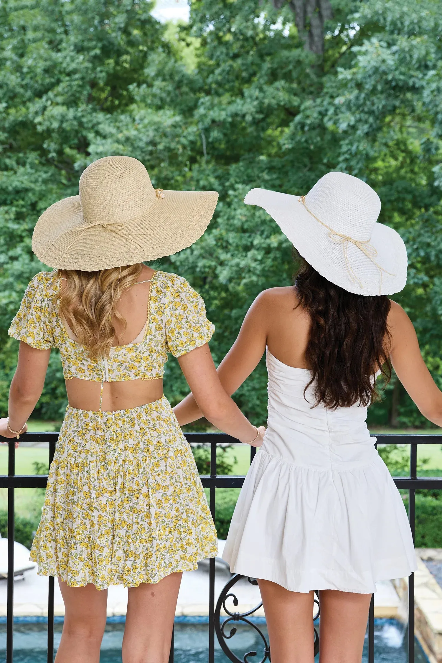 Jen & Co. Nila Floppy Straw Hat with Beachy Charm Trim  Natural or Mint
