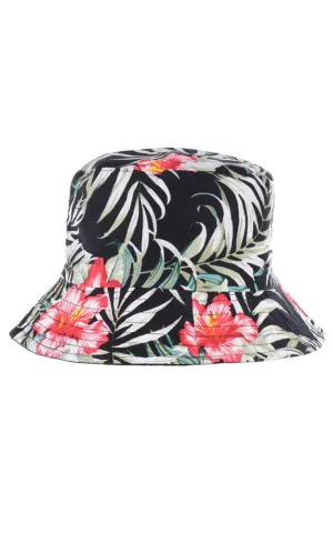 JH856 Reversible Wild Flower Print Cotton Bucket Hat