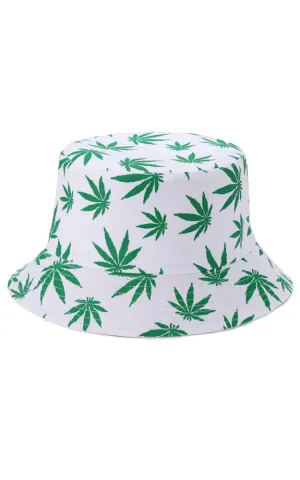 JH857 Reversible Leaves Print Cotton Bucket Hat