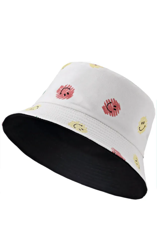 JH883 Reversible Smile Print Cotton Bucket Hat