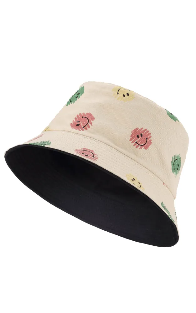 JH883 Reversible Smile Print Cotton Bucket Hat