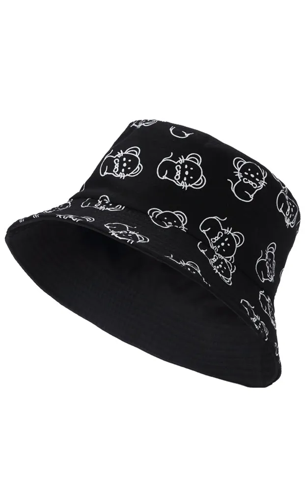 JH886 Reversible Mouse Print Cotton Bucket Hat