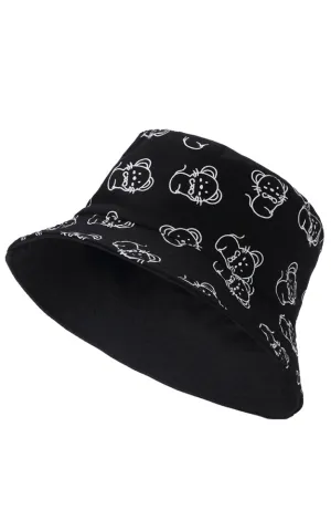 JH886 Reversible Mouse Print Cotton Bucket Hat